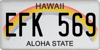 HI license plate EFK569