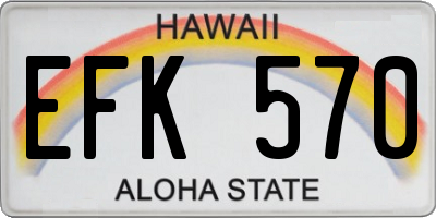 HI license plate EFK570