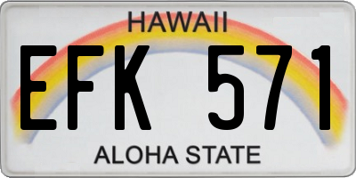 HI license plate EFK571