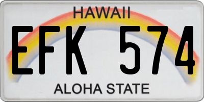 HI license plate EFK574