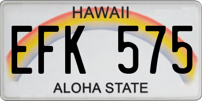 HI license plate EFK575