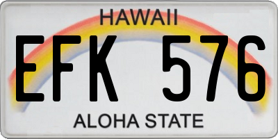 HI license plate EFK576