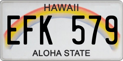 HI license plate EFK579