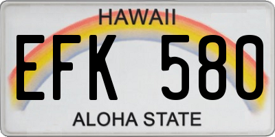 HI license plate EFK580