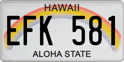 HI license plate EFK581