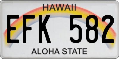 HI license plate EFK582