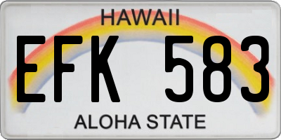 HI license plate EFK583