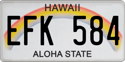 HI license plate EFK584