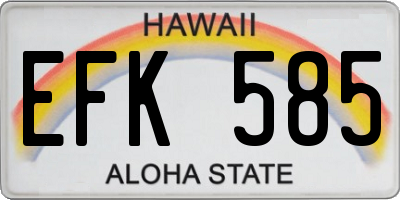 HI license plate EFK585