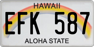 HI license plate EFK587