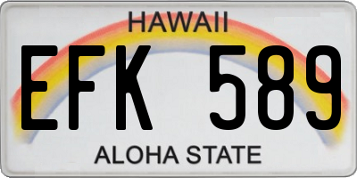 HI license plate EFK589