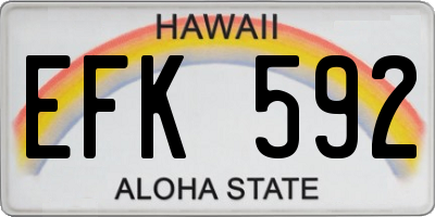 HI license plate EFK592