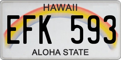 HI license plate EFK593