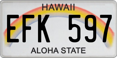 HI license plate EFK597