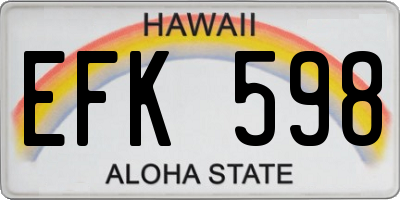 HI license plate EFK598