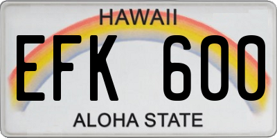 HI license plate EFK600