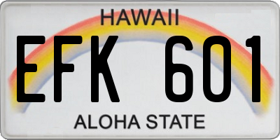 HI license plate EFK601