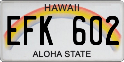 HI license plate EFK602