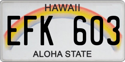 HI license plate EFK603