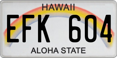 HI license plate EFK604