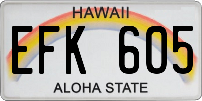 HI license plate EFK605