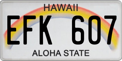 HI license plate EFK607