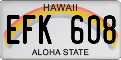 HI license plate EFK608