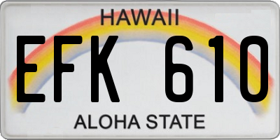 HI license plate EFK610