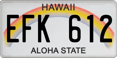 HI license plate EFK612