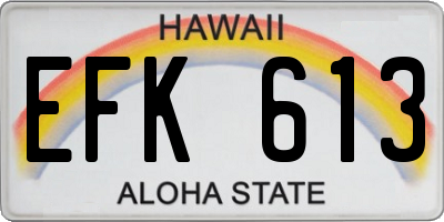 HI license plate EFK613