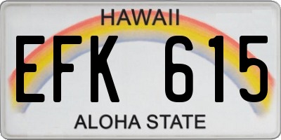 HI license plate EFK615