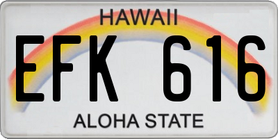 HI license plate EFK616