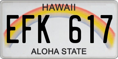 HI license plate EFK617