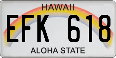 HI license plate EFK618