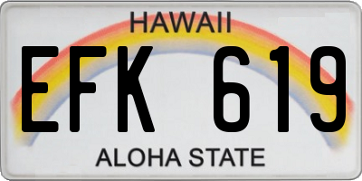 HI license plate EFK619