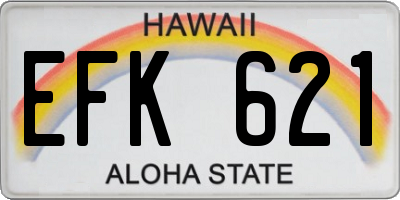 HI license plate EFK621