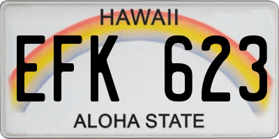 HI license plate EFK623