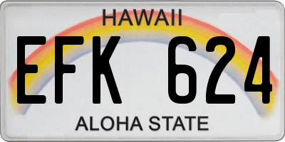 HI license plate EFK624