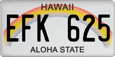 HI license plate EFK625