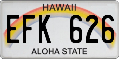 HI license plate EFK626