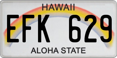 HI license plate EFK629