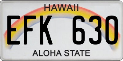 HI license plate EFK630