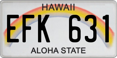 HI license plate EFK631