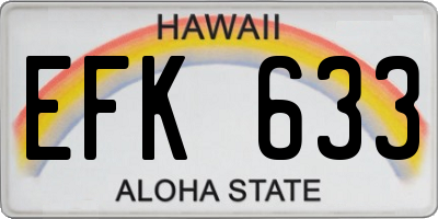 HI license plate EFK633