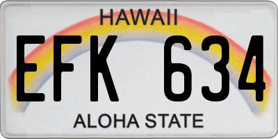 HI license plate EFK634