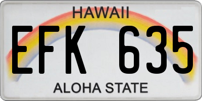 HI license plate EFK635