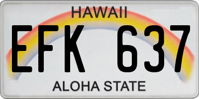 HI license plate EFK637