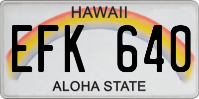 HI license plate EFK640