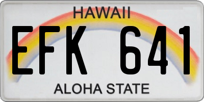 HI license plate EFK641