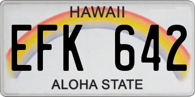 HI license plate EFK642